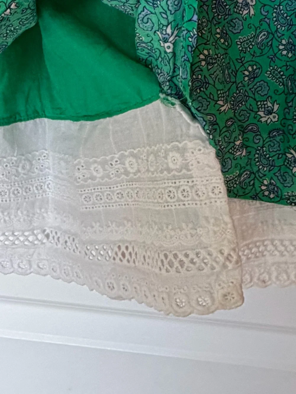 J. Crew Green Floral Long-Sleeve Button Dress with Lace - Picture 3 of 10